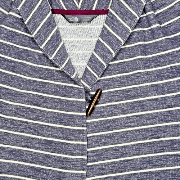 The North Face Cardigan Womens Large Blue Striped Shawl Collar Toggle Pockets - Picture 2 of 9